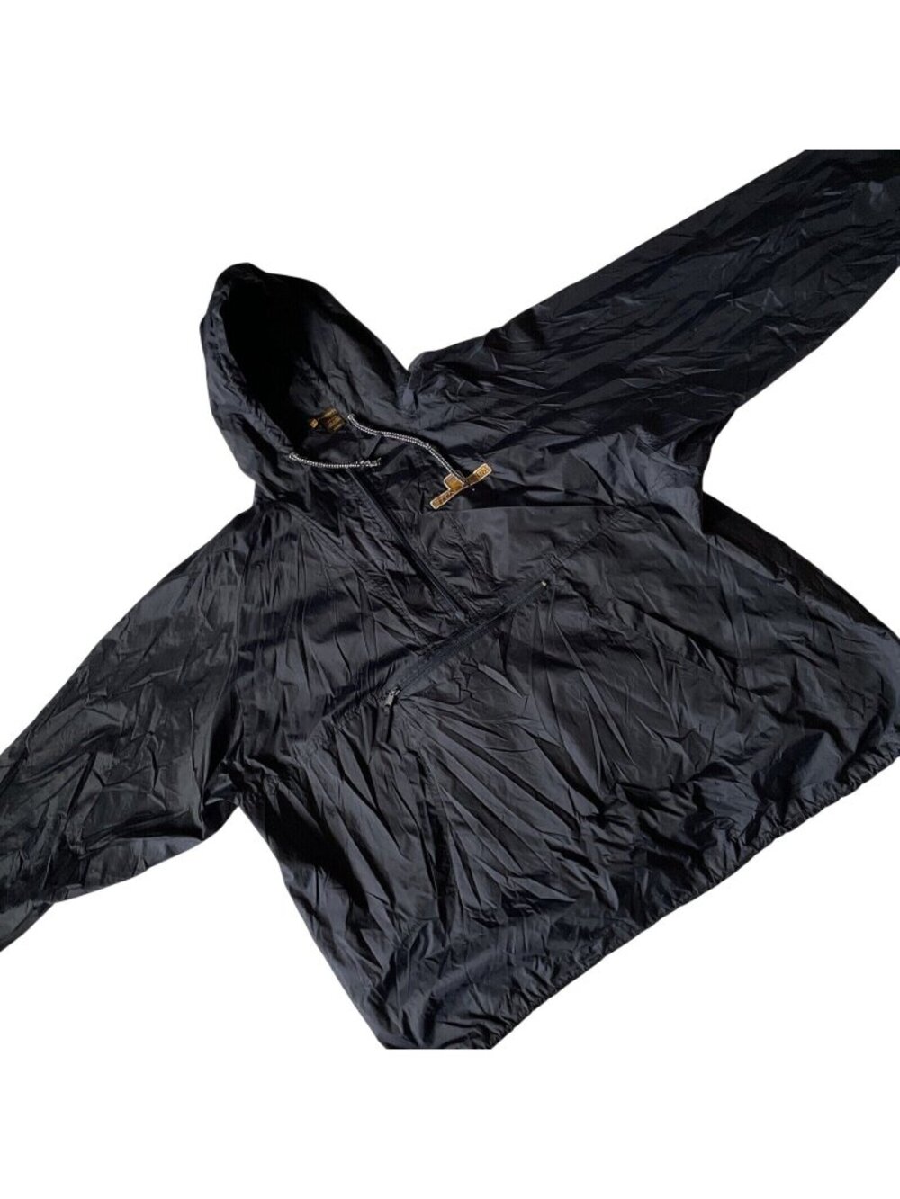 Windbreaker Jacket Mens Large Nylon Lightweight Unlined Full Zip Black 4XL